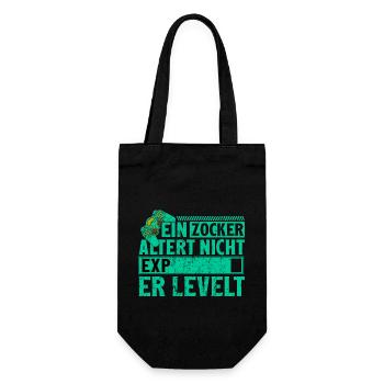EIN ZOCKER ALTERT NICHT - ER LEVELT - Geschenkbeutel für Flaschen - Schwarz - Vorne