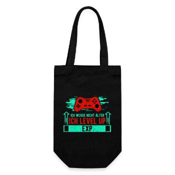 ICH WERDE NICHT ÄLTER, ICH LEVEL UP - Geschenkbeutel für Flaschen - Schwarz - Vorne