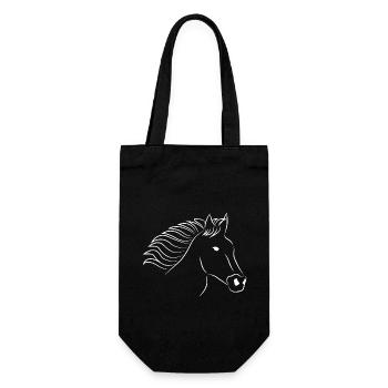 Pferd Pferdekopf weiß - Geschenkbeutel für Flaschen - Schwarz - Vorne
