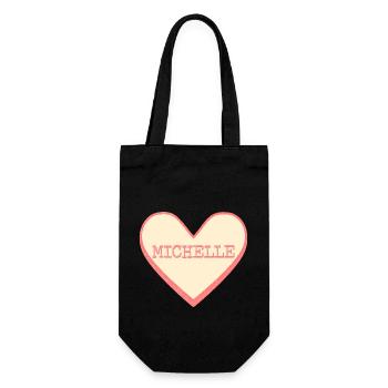 Michelle Name Vorname rosa Zucker Herz - Geschenkbeutel für Flaschen - Schwarz - Vorne
