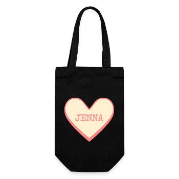 Jenna Name Vorname rosa Zucker Herz - Geschenkbeutel für Flaschen - Schwarz - Vorne