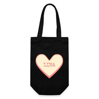 Lina Name Vorname rosa Zucker Herz - Geschenkbeutel für Flaschen - Schwarz - Vorne