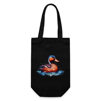 Eine wahrlich schöne Ente die im Wasser schwimmt - Geschenkbeutel für Flaschen - Schwarz - Vorne