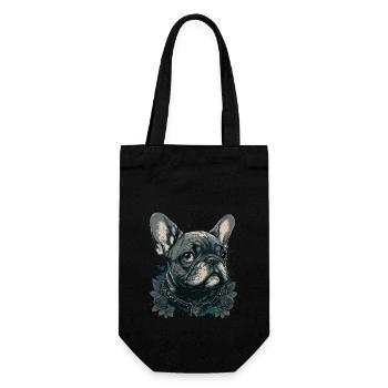 Bouledogue français avec des fleurs - Sac à bouteille - noir - Devant