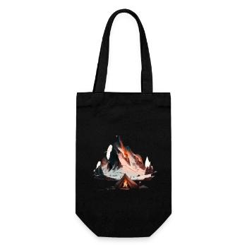 Campen in den Bergen am Lagerfeuer - Geschenkbeutel für Flaschen - Schwarz - Vorne