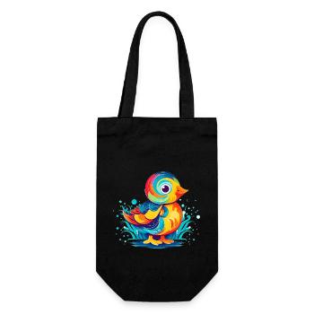 Bunte minimalistische Ente perfekt als Geschenk - Geschenkbeutel für Flaschen - Schwarz - Vorne