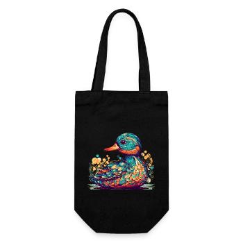 Eine prächtige Ente als schöner Wasservogel - Geschenkbeutel für Flaschen - Schwarz - Vorne