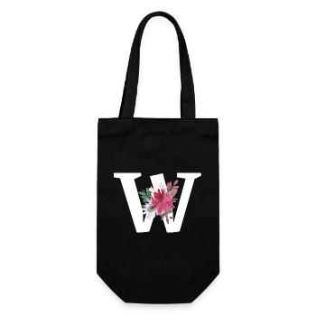 Letter w floral - Gift Bag for Bottles - black - Front