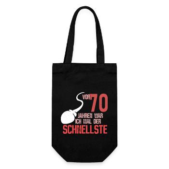 70. Geburtstag - schnellster im Verkehr - Geschenkbeutel für Flaschen - Schwarz - Vorne