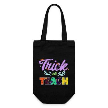 Lehrer Halloween - Süßes oder Lernen - Geschenkbeutel für Flaschen - Schwarz - Vorne