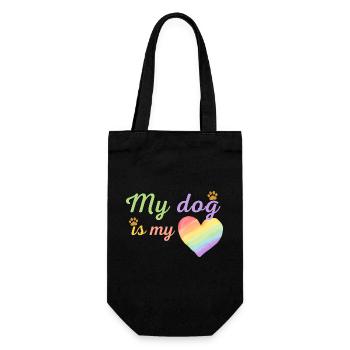 My dog is my loving rainbow purple - Sac à bouteille - noir - Devant