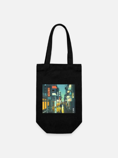 Tokio-Landschaft - Geschenkbeutel für Flaschen - Schwarz