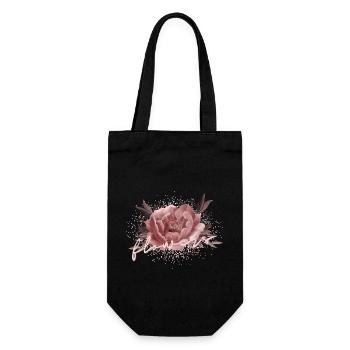 Flowers Pfingstrose Rosa - Geschenkbeutel für Flaschen - Schwarz - Vorne