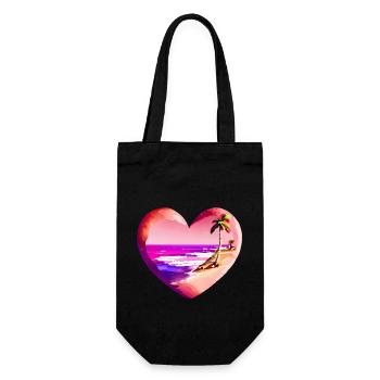 beach palm tree sun summer vacation island palm trees - Gift Bag for Bottles - black - Front