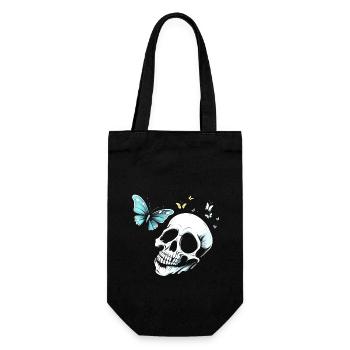 Skull and crossbones with butterfly - Gift Bag for Bottles - black - Front