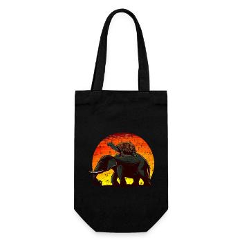 Elephant Turtle Sunset Design - Gift Bag for Bottles - black - Front