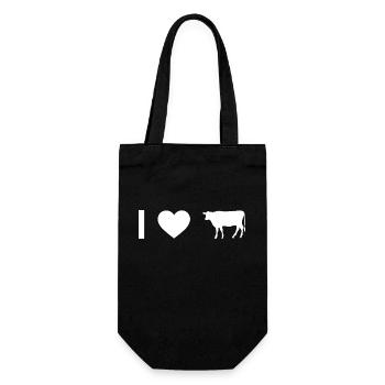 Ich Herz und Kuh - - Geschenkbeutel für Flaschen - Schwarz - Vorne