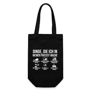 Dinge die ich in meiner Freizeit mache Mit Chinchi - Geschenkbeutel für Flaschen - Schwarz - Vorne