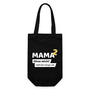 Mama hoch 2 - Geschenkbeutel für Flaschen - Schwarz - Vorne