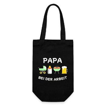 Papa Vater Vatertag Geburtstag Baby Grillen Bier - Geschenkbeutel für Flaschen - Schwarz - Vorne
