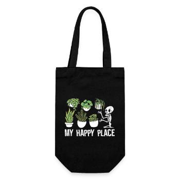 Pflanzen - My Happy Place - Geschenkbeutel für Flaschen - Schwarz - Vorne