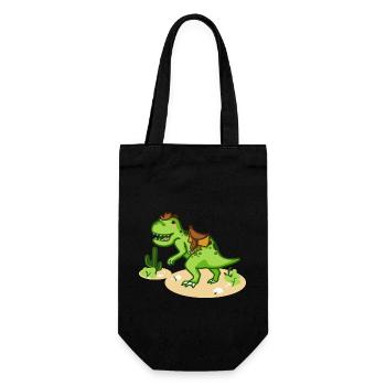 Cowboy T-Rex avec petit chapeau et selle - Sac à bouteille - noir - Devant