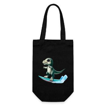 Surfer Dino - Geschenkbeutel für Flaschen - Schwarz - Vorne