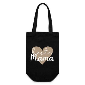 beste Mama - Geschenkbeutel für Flaschen - Schwarz - Vorne