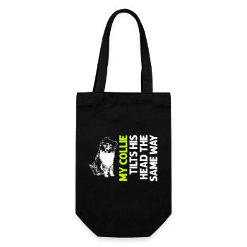 Langhaarcollie Rough Collie Hund - Geschenkbeutel für Flaschen - Schwarz - Vorne