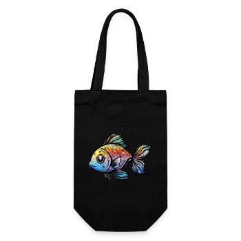 Fish Rainbow Drawing - Gift Bag for Bottles - black - Front