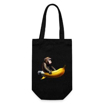 Rakete Banane Affe Astronaut - Geschenkbeutel für Flaschen - Schwarz - Vorne