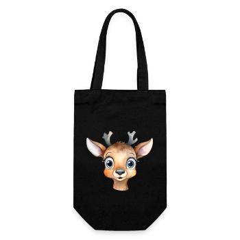 Deer Watercolor Drawing - Gift Bag for Bottles - black - Front