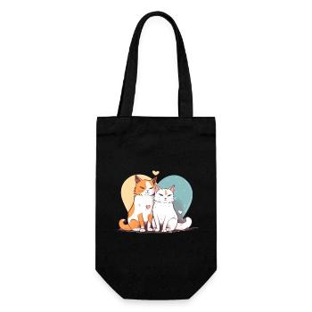 Cat love - Gift Bag for Bottles - black - Front