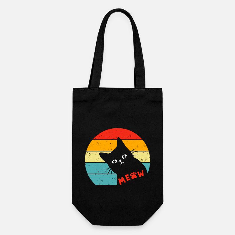 Retro Schwarze Katze 3 - Geschenkbeutel für Flaschen - Schwarz