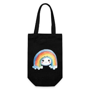 Regenbogen Wasserfarben Zeichnung - Geschenkbeutel für Flaschen - Schwarz - Vorne