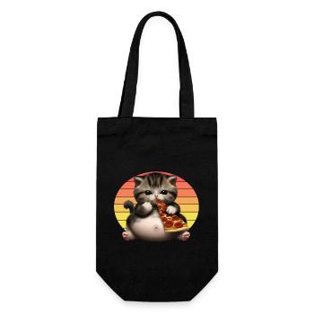 Pizza lover cat - Gift Bag for Bottles - black - Front