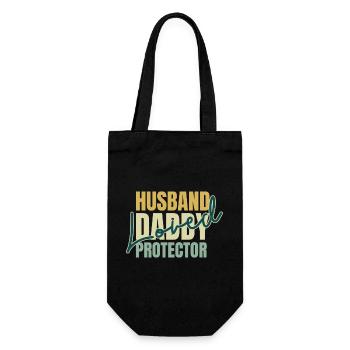 Father'S Day Husband Daddy Protector Loved - Dad - Gift Bag for Bottles - black - Front