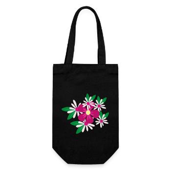 Flower Blume Pflanze - Geschenkbeutel für Flaschen - Schwarz - Vorne