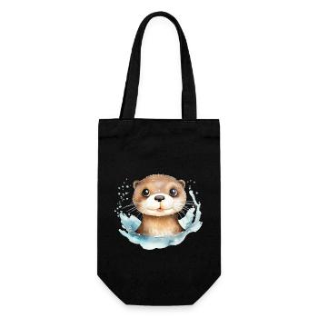 Dessin à l’aquarelle de loutre - Sac à bouteille - noir - Devant