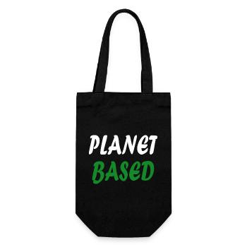 Planet based vegan - Geschenkbeutel für Flaschen - Schwarz - Vorne
