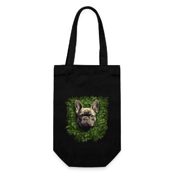 French bulldog looking out of the bushes - Gift Bag for Bottles - black - Front