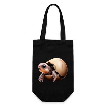 Schildkröte schlüpft aus dem Ei - Geschenkbeutel für Flaschen - Schwarz - Vorne