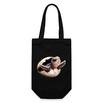 Turtle hatches from the egg - Gift Bag for Bottles - black - Front