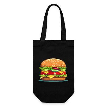 Colorful tasty hamburger cheeseburger illustration - Gift Bag for Bottles - black - Front