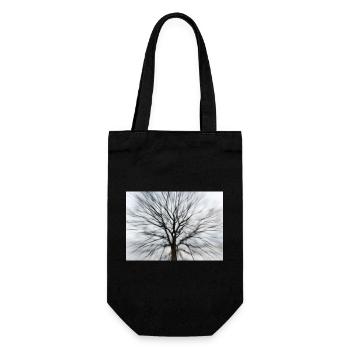Silhouette eines kahlen Baumes mit runder Baumkrone - Geschenkbeutel für Flaschen - Schwarz - Vorne