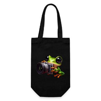 Frog photographer in action - Gift Bag for Bottles - black - Front