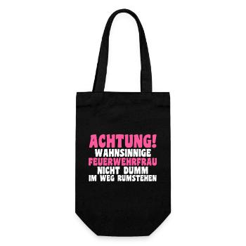 Feuerwehr Feuerwehrfrau - Geschenkbeutel für Flaschen - Schwarz - Vorne