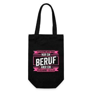 Feuerwehr Feuerwehrfrau - Geschenkbeutel für Flaschen - Schwarz - Vorne