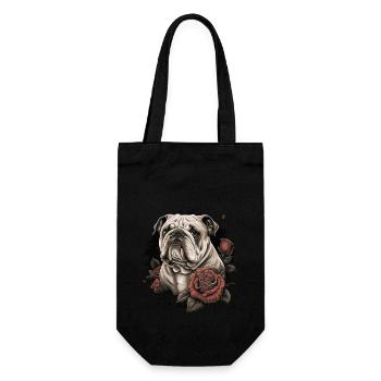 Bulldog anglais aux roses rouges - Sac à bouteille - noir - Devant