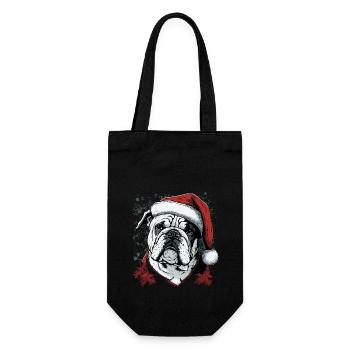 English Bulldog xmas - Gift Bag for Bottles - black - Front